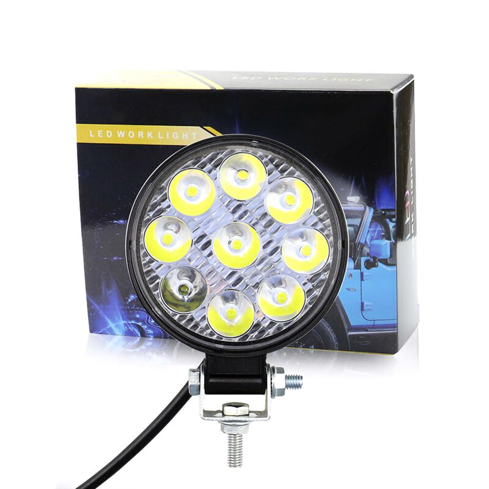 Ronde 27W Led Verlichting 12V 24V Off-Road Flood Spot Lamp Voor Auto Auto Suv 4WD 9Pcs 3W Hoge Sterkte Led Gloeilamp