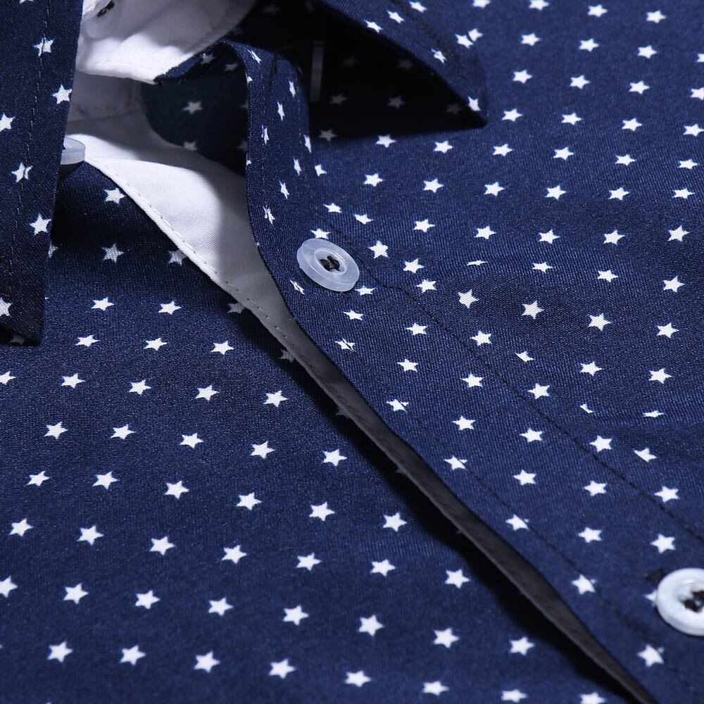 Mænds skjorter herre polyester toppe mænd efterår afslappet formel polka dot slim fit langærmet kjole skjorte herre skjorte stil  #30