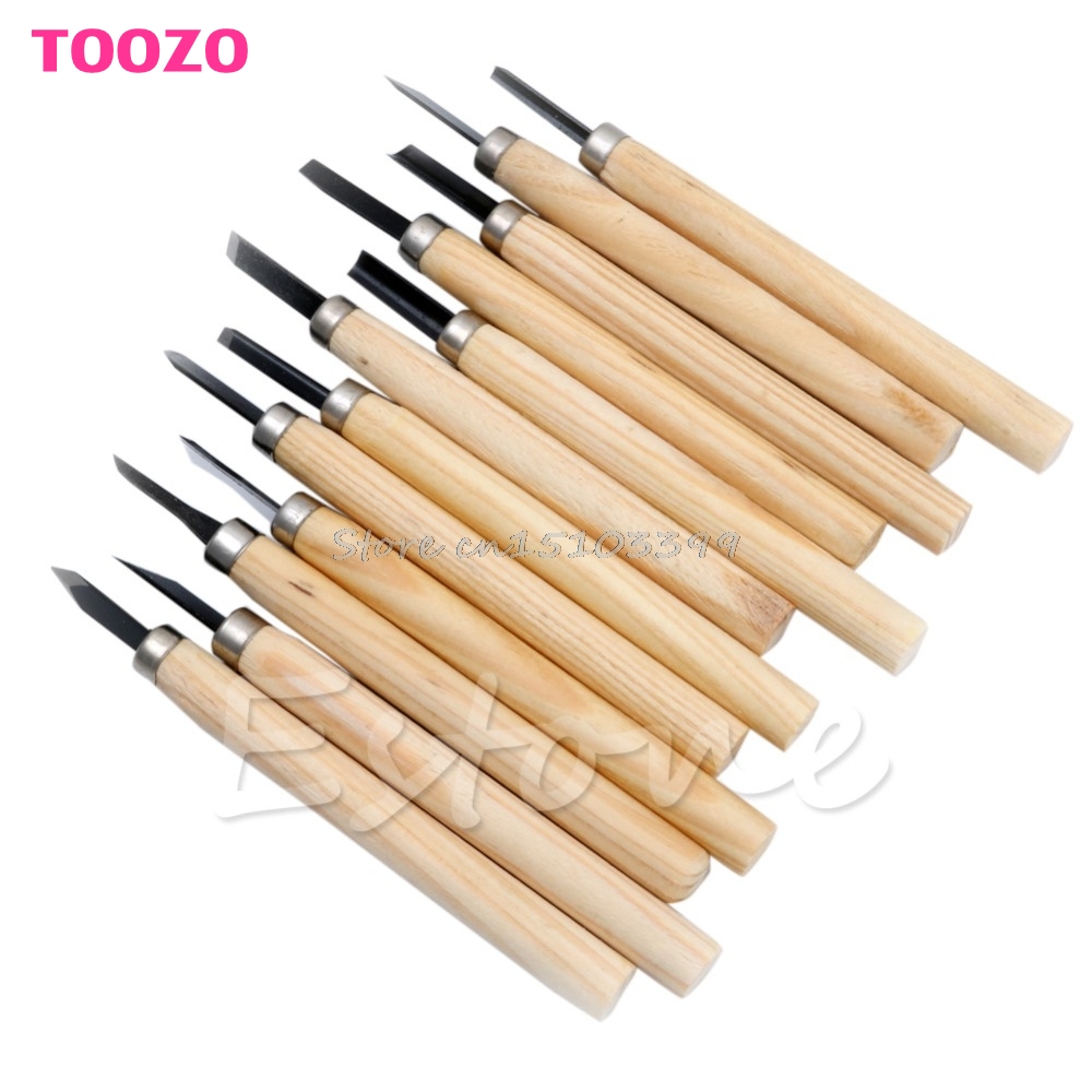 12Pcs Wood Carving Hand Chisel Knife Tool Set Woodworkers Gouges