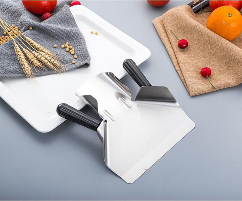 French Fries Shovel Chip Scoop Food Stainless Steel Kitchen Tools Fries Burger Packaging Tool Single Double Handles Grip