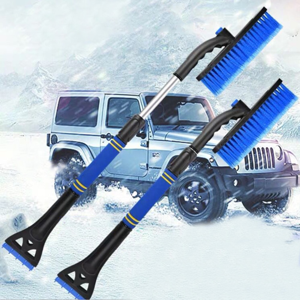 Multifunctionele Sneeuw Borstel Aluminium Ijs Schop Telescopische Ontdooien Tool Voor Voorruit Sneeuw Verwijderen Vorst Bezem Cleaner