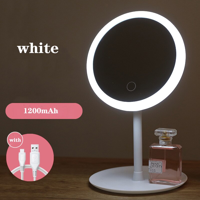 Led Wc Glas Desktop Led Cosmetische Spiegel Smart Touch Verstelbare Ring Licht Hd Schoonheid Spiegel Usb Opladen Lamp Spiegel