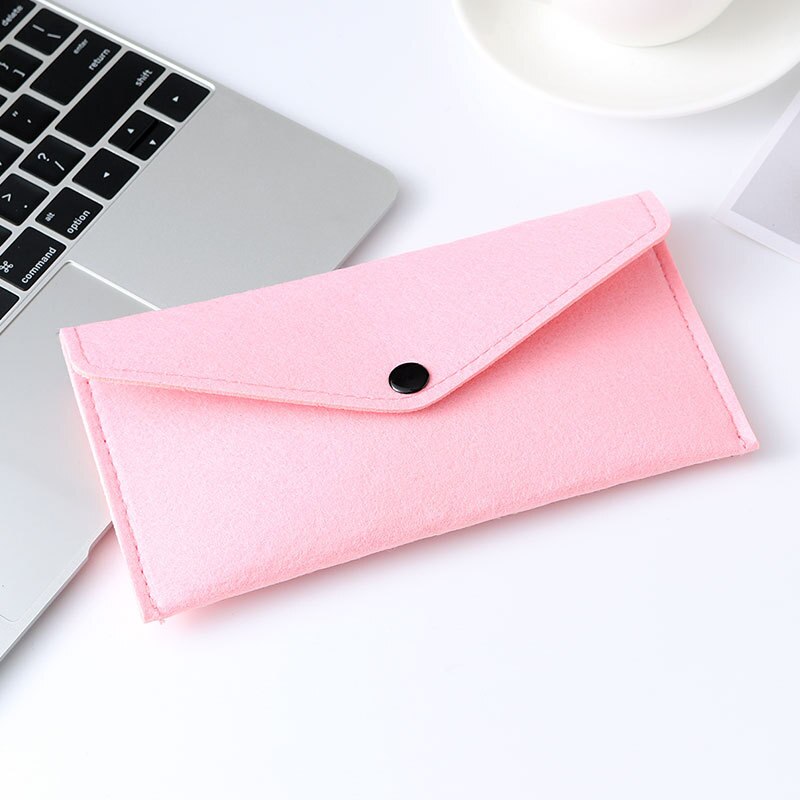 Felt Simple Envelope Wallet Multiple Uses High capacity Bags Big Size for phone and shopping or diy bags: light pink