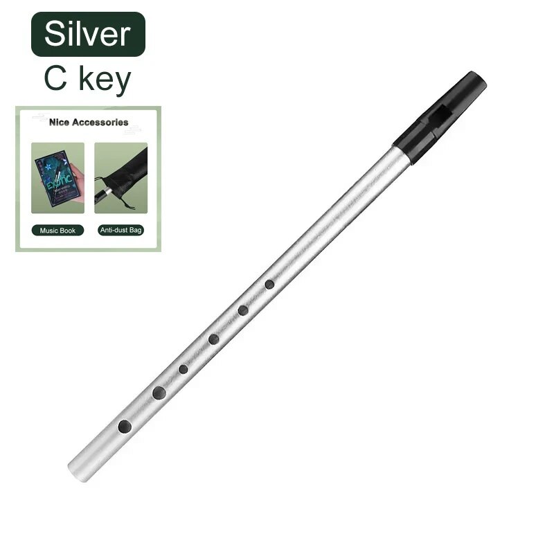 Miwayer Authentic Irish Whistle Flute C/D Key Tin Penny Whistle with 6 Holes Perfect Traditional Irish Music Musical Instrument: light green