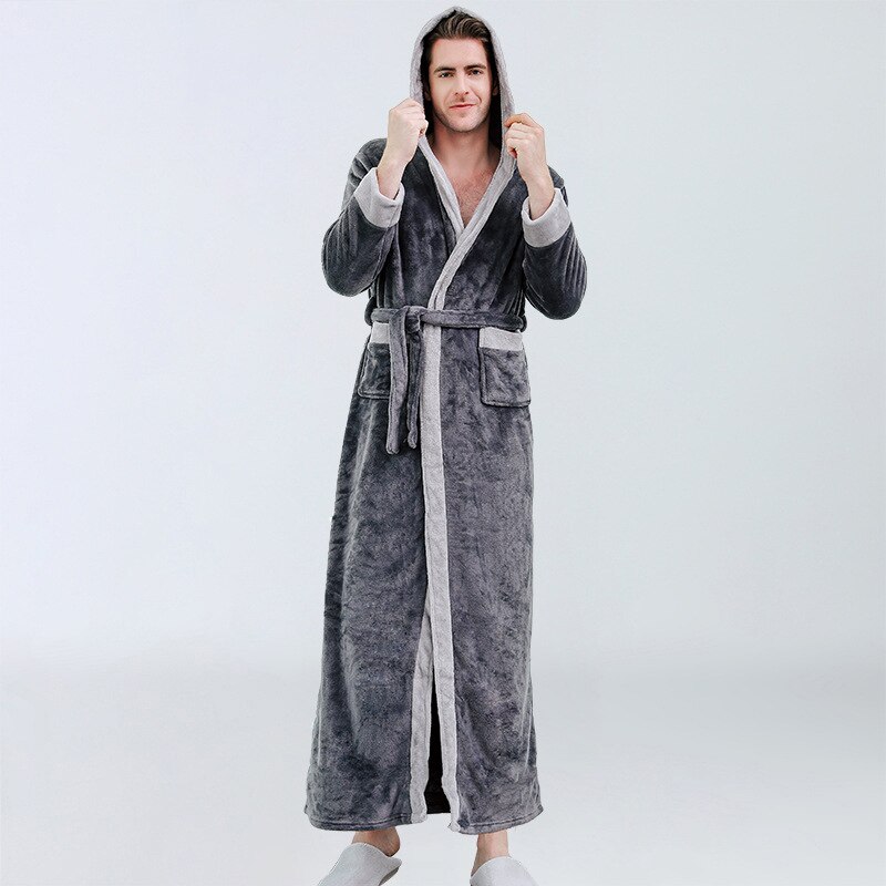 Mannen Kimono Gewaad Japanse Winter Pyjama Pluche Verlengd Sjaal Badjas Home Kleding Lange Mouwen Gewaden Jas Mannelijke Hombre