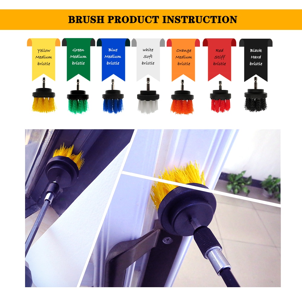 4pcs/set Power Scrub Clean Brush Electric Brush Kit with Extension for Cleaning Car, Seat, Carpet, Upholstery