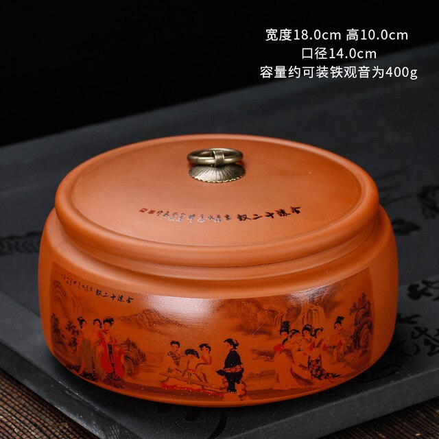 Caja de almacenamiento de té de estilo chino Puer, cajas de sellado de de arte púrpura Natural, tarros de café, granos, recipiente de Caddy, bandeja de caramelos y nueces: Pattern 2