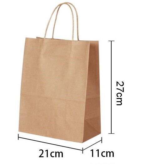 10 Stks/partij 4Size Kraft Diy Multifunctionele Kerstmis Nieuwjaar Papieren Zak Met Handvat Doek Boodschappentas: 27x21x11cm