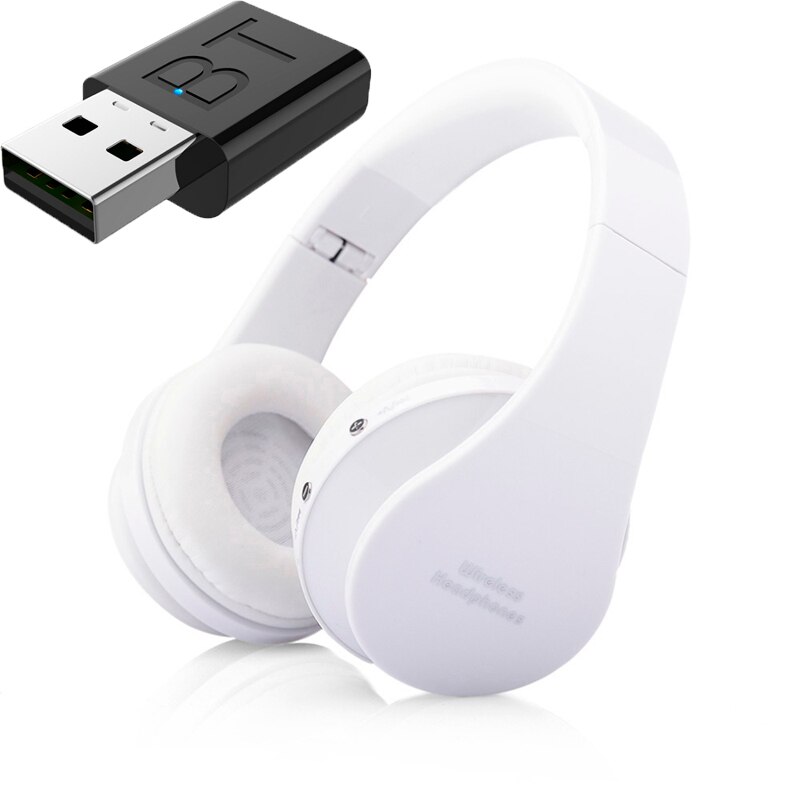 Cuffie Bluetooth senza fili kit con TV Usb Adattatore di Collegamento-ideale design Ergonomico per La Visione di Privato: bianca con adattatore