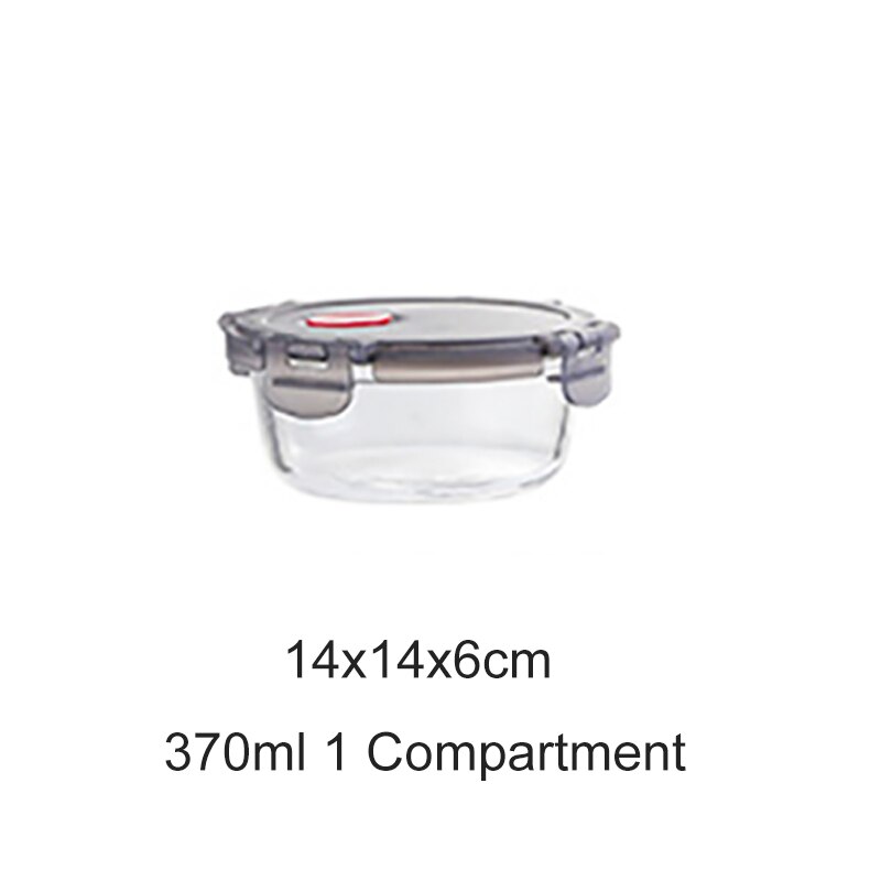 ONEUP Glass Insulated Lunch Box With Compartments Leakproof Bento Box Microwave Oven Box Kitchen Meal Storage Box: Round1