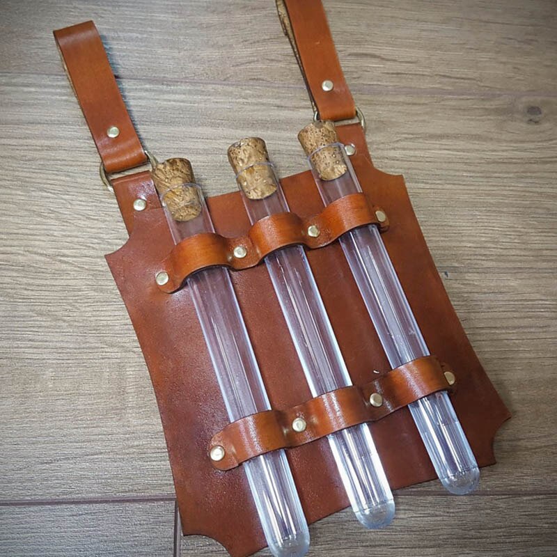 Steampunk médiéval Larp alchimiste en cuir porte-Tube à essai ceinture curseur Potion cintre pochette Kit apothicaire accessoire accessoire