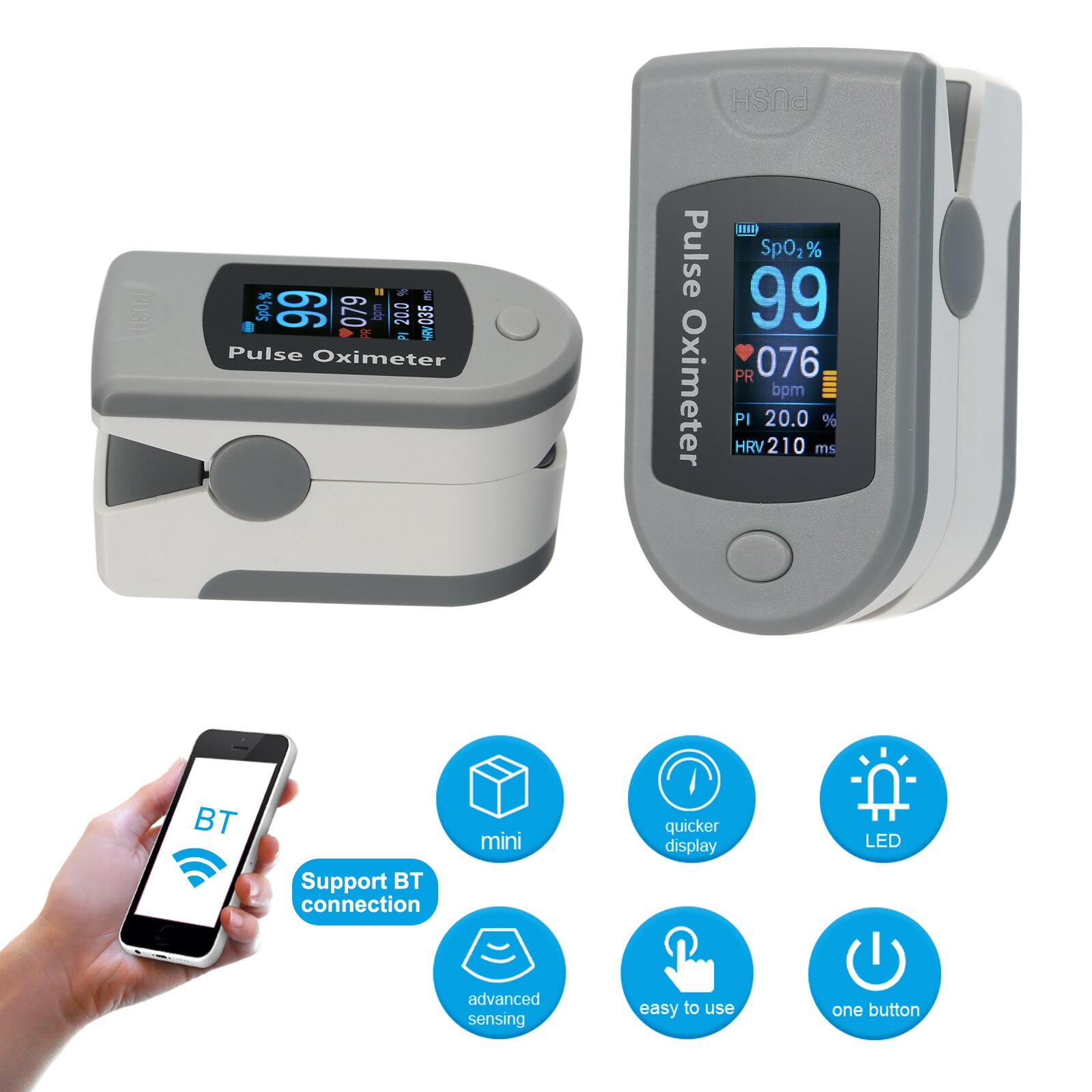 Smart Vinger Oxymetrie Bluetooth Conection App Lezen Data Finger Clip Hartslagmeter Zuurstof Meter Oled-display Pulsoximeter