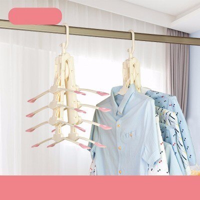 VOZRO-colgador de ropa plegable, secador de secado de ropa, colgador de ropa para colgar en la ropa, soporte telescópico: Pink