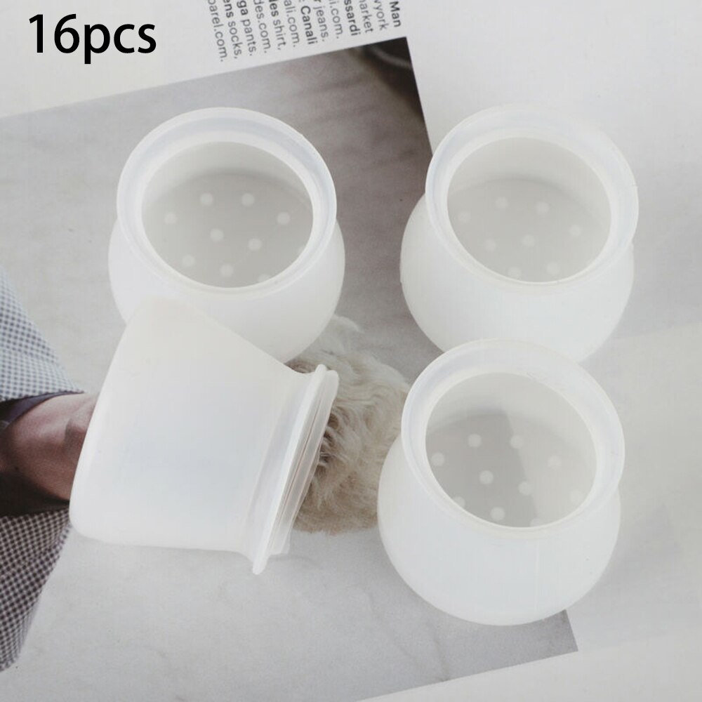 16Pcs Silicone Chair Leg Cap Feet Cover Pads Furniture Table Floor Protectors Table Foot Pad Cover Protectors: White