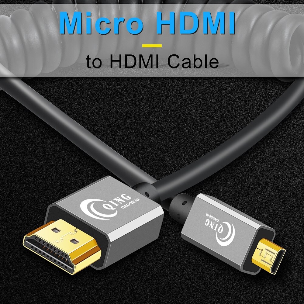Micro hdmi til hdmi kabel 2.0 3d 4k højhastigheds fjeder micro hdmi kabel han-han adapter til gopro hd tv hero 7 kamera micro hdmi