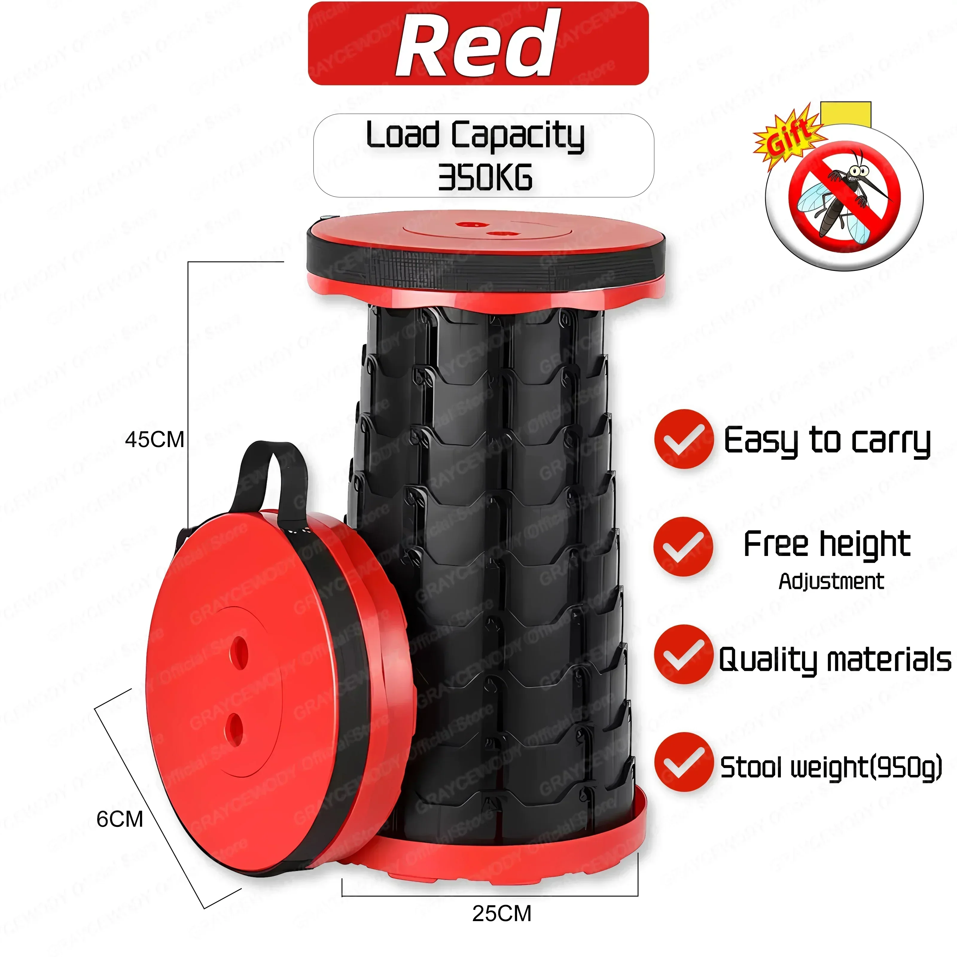 Portable Round Folding Chair Accordion Chair Height Adjustment Simple Tool Elephant Swing Playground Queue Chair: Blue