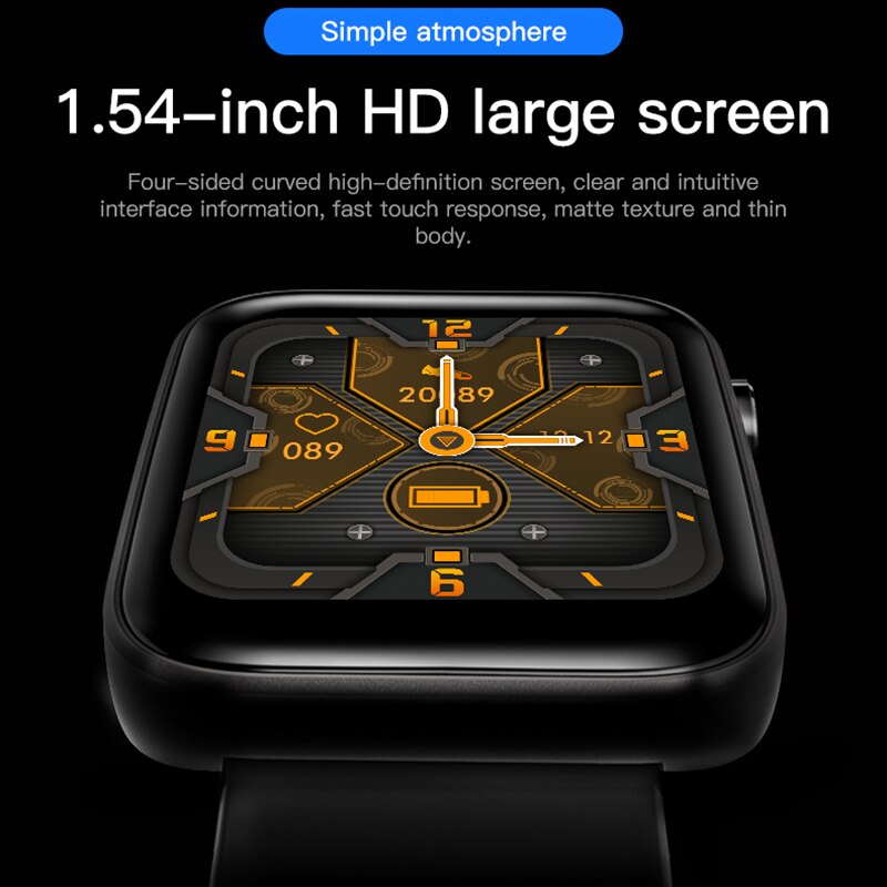 Slimme Horloge Mannen Body Temperatuur Meet Hartslag Bloeddruk Zuurstof Armband Call Herinnering Sport Horloges Zwart