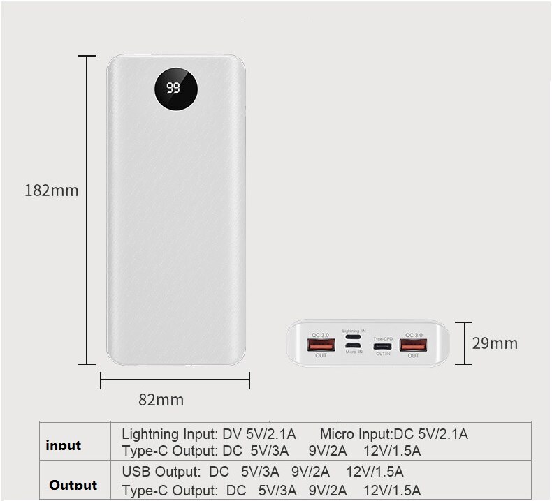 QC3.0 fast charging 8pcs 18650 battery DIY mini display screen USB power bank for smart phone