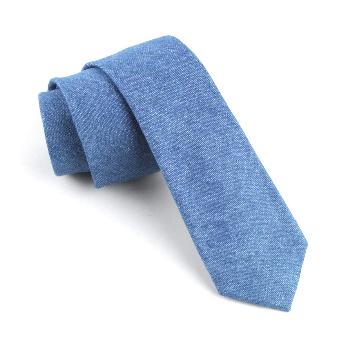 Jeans halsbånd til mænd 6cm skinny denim bomuldsbånd afslappet solid slips plaid smal gravata forretningstøj slips: 4
