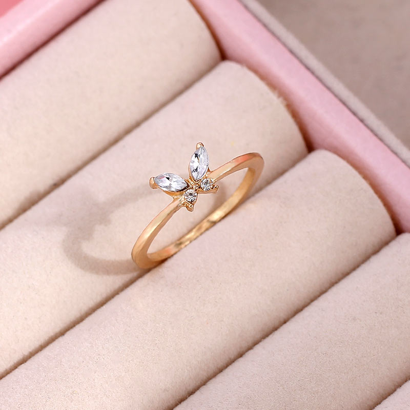 Shiny Crystal Fruit Vlinder Ringen Voor Vrouwen Meisjes Multicolor Cherry Aardbei Druif Ring Sieraden: 006404GD