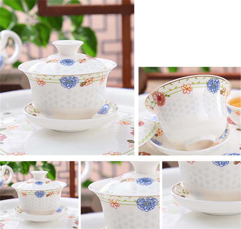 11 stk sæt, bone kina kung fu tepotte og kop og bakke sæt, porcelæn te ceremoni, vintage kinesisk tepotte, te sæt kinesisk