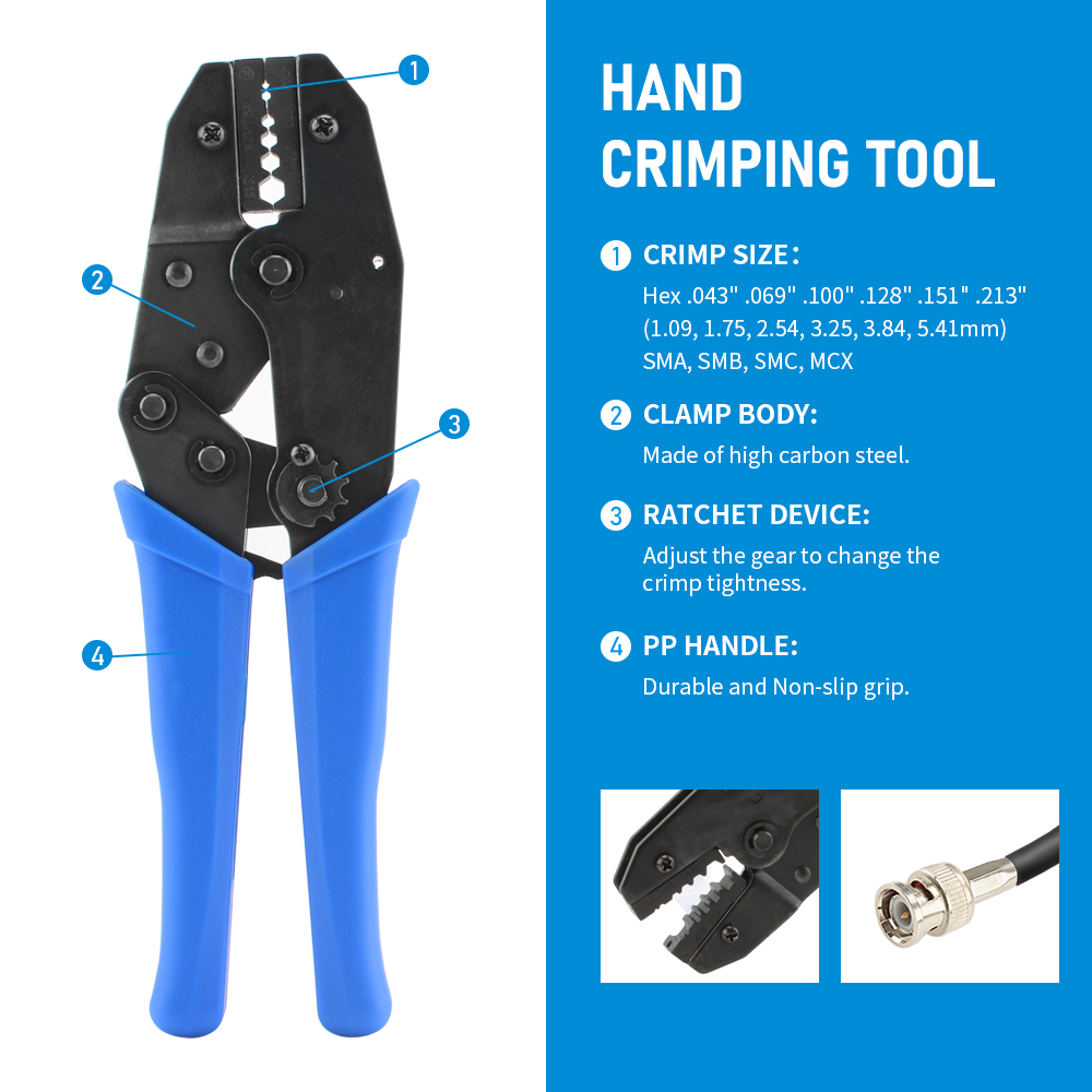 LMR400 Crimper Pliers Hand Crimping Tool for RG8 RG178 RG316 RG174 LMR400 0.429" 0.128" 0.100: Red