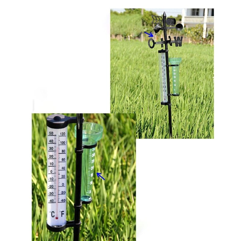 62KC Weather Station Meteorological Measurer Vane Tool Wind Rain Gauge Garden Outdoor