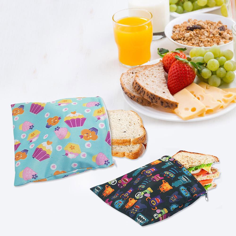 Bolsas de tela impermeables reutilizables para sándwich, bolsa de almacenamiento de alimentos para pan, suministros de cocina para el hogar, accesorios de almacenamiento de viaje y acampada, 3 piezas