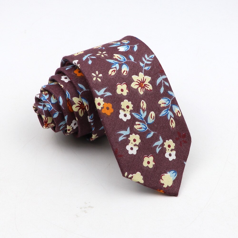 Neue Blumenkrawatte für Männer, dünne, lässige Baumwollkrawatte für Hochzeit, lässige Herrenkrawatten, klassische Anzüge, Blumendruck-Krawatten, Krawatte