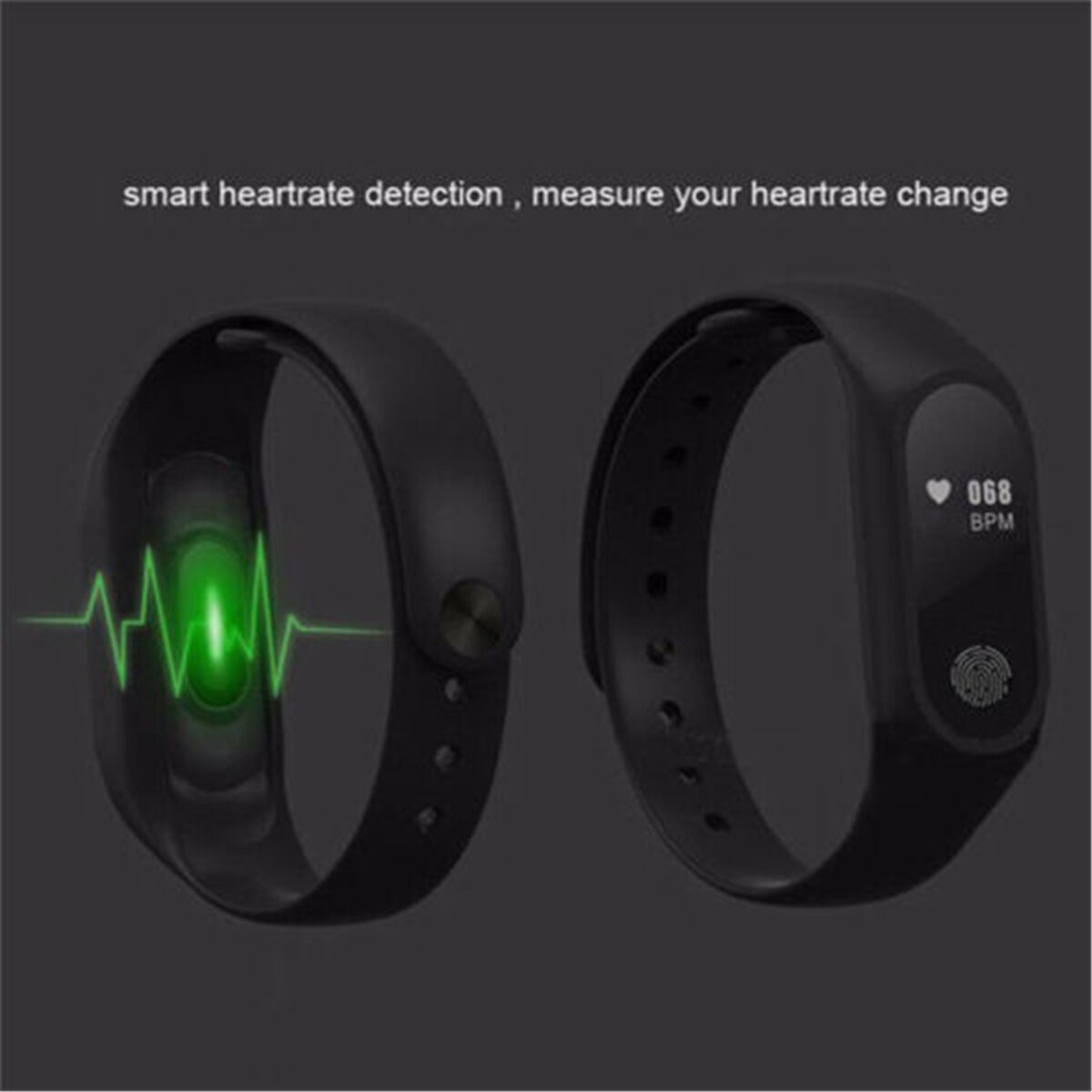 Bluetooth siliconen smartwatch voor dames en heren, hartslagmeter, fitness, slaaptracker, armband, horloge, waterdichte polsband