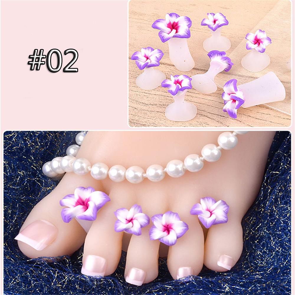 8PCs/Set Silicone Toe Separators Foot Toe Spacers for Home and Salon Use Daisy Flower Shape Waterdrop Pedicure DIY Nail Art Tool: Purple