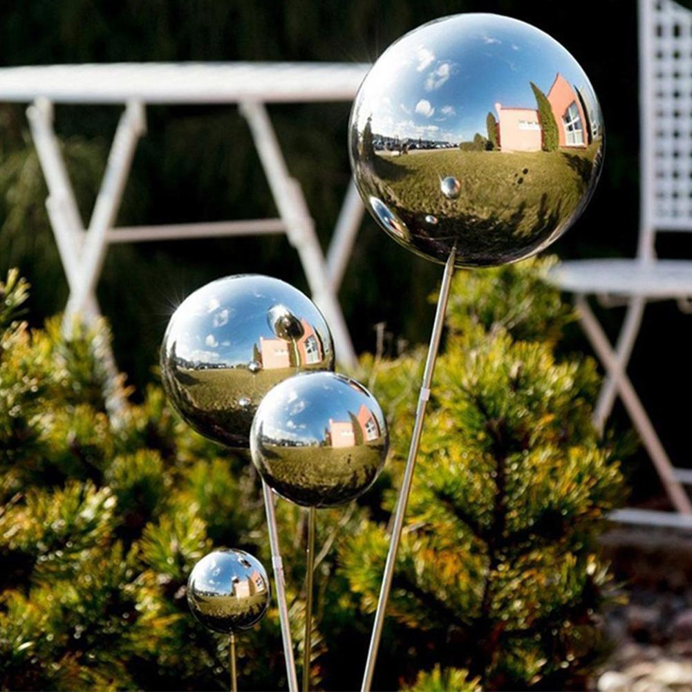 25mm ~ 100mm högglans glitter stålkula sfär spegel ihålig boll för hem trädgård dekoration tillbehör prydnad