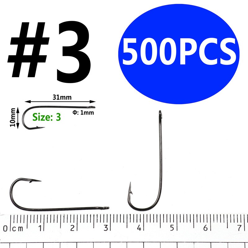 Bimoo 500PCS Aberdeen Long Shank Fish Hook Saltwater Fresh Water Hooks Sabiki Rig Streamer Fly Hook Size 10 4 2 2/0: size3 500pcs
