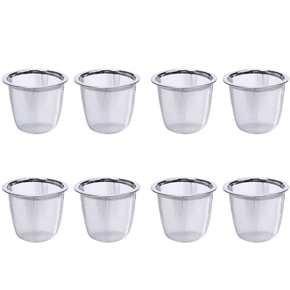 8 stk rustfrit stål tefilter metal infusionsvæske robust te si til hjemmet (diameter 7.2cm x højde 6cm)