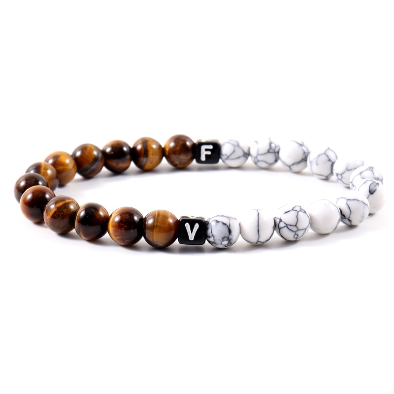 2022 nowych moda list para bransoletka dla kobiet mężczyzn klasyczny Handmade Strand 8mm kamienny koralik bransoletka biżuteria prezent: 2 / 19-20cm