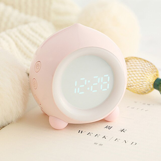 Bonito despertador multifunción Led con Bluetooth, luz de sonido para niños, estudiantes, Regular, sueño, aplicación de Reloj de escritorio, ajuste inteligente: Pink-Bluetooth