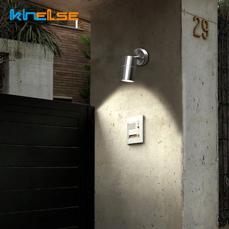 Adjustable Outdoor Waterproof Wall Lights LED GU10 Spotlight Surface Mount Wall Sconce Stainless Steel Garden Wall Down Lamps