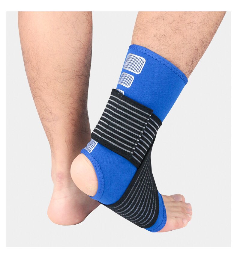 1pcs Elastic Ankle Support Brace for Basketball Sprain Prevention Adjustable Sports Compression Bandage Ankle Guard: Blue / XL