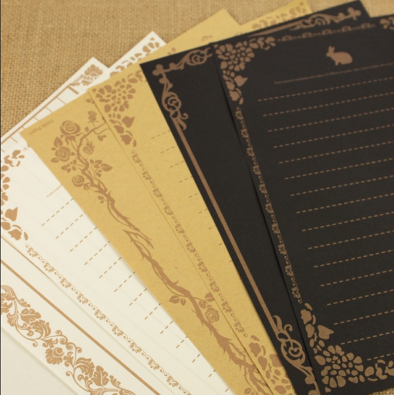 8 Sheets Kraft Brown Letter Paper Vintage European Style Letters Retro Writing Paper Note Pad Antique Stationery Romantic