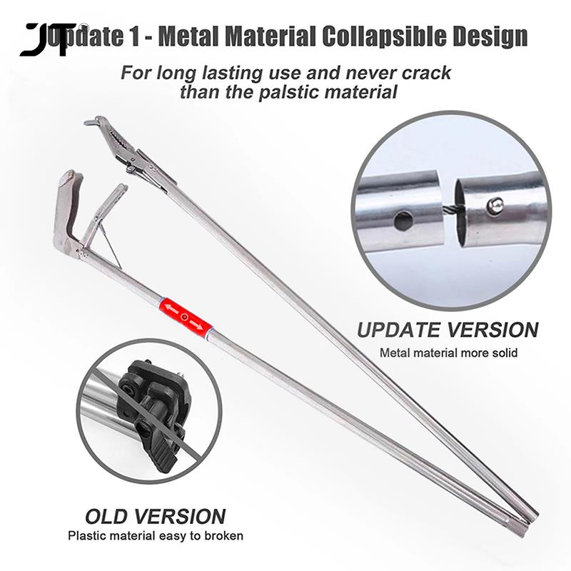 1.2m Foldable Snake Tongs Stick Easy Reach Pick Up Tool Foldable Garbage Clip Full-body Stainless Steel