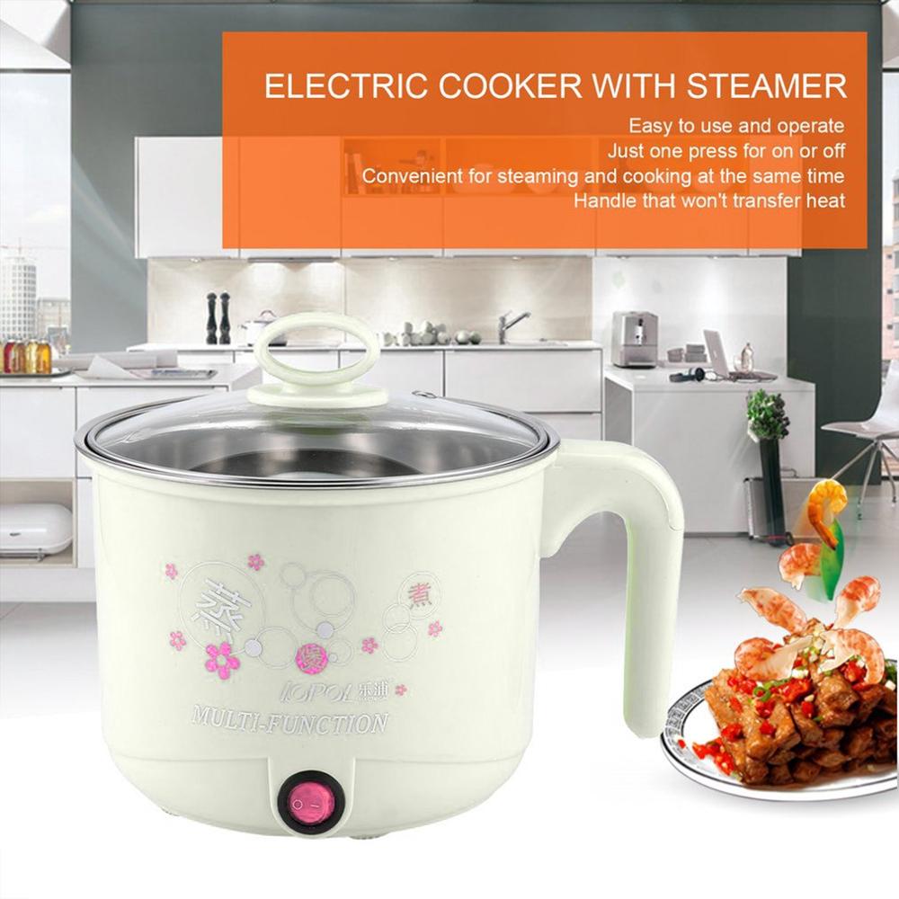1.8L Multifunction Stainless Steel Electric Cooker with Steamer Pot Noodles Pots Rice Cooker Steamed Eggs Pan Soup Pots