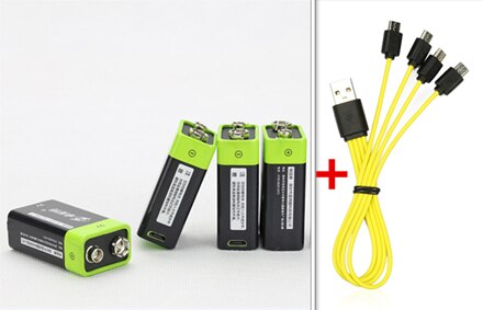 Znter 600 Mah Usb 9V Oplaadbare Lithium Batterij 6F22 Oplaadbare Lithium Polymeer Batterij + Micro Usb Opladen kabel: D