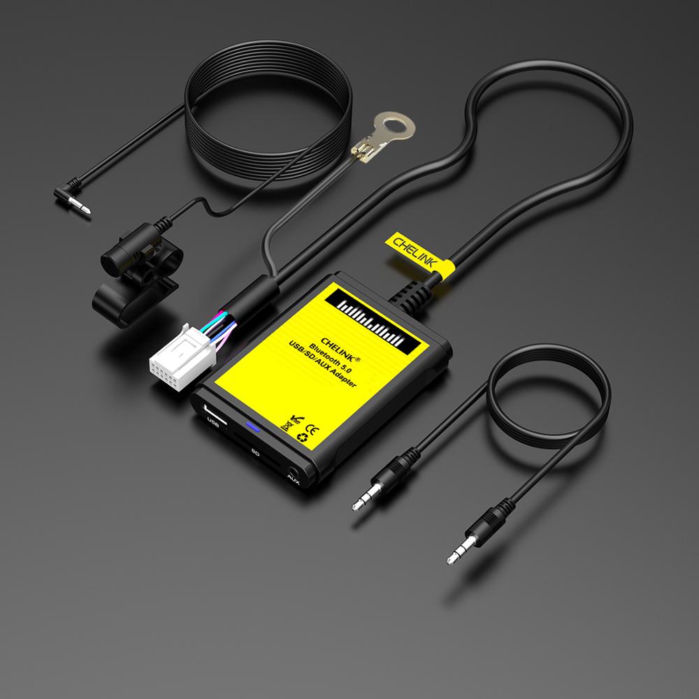 Chelink Cd-wisselaar Met Microfoon En 3.5Mm Aux Kabel Auto MP3 Speler Radio Aux & Usb In Input Adapter voor Toyota