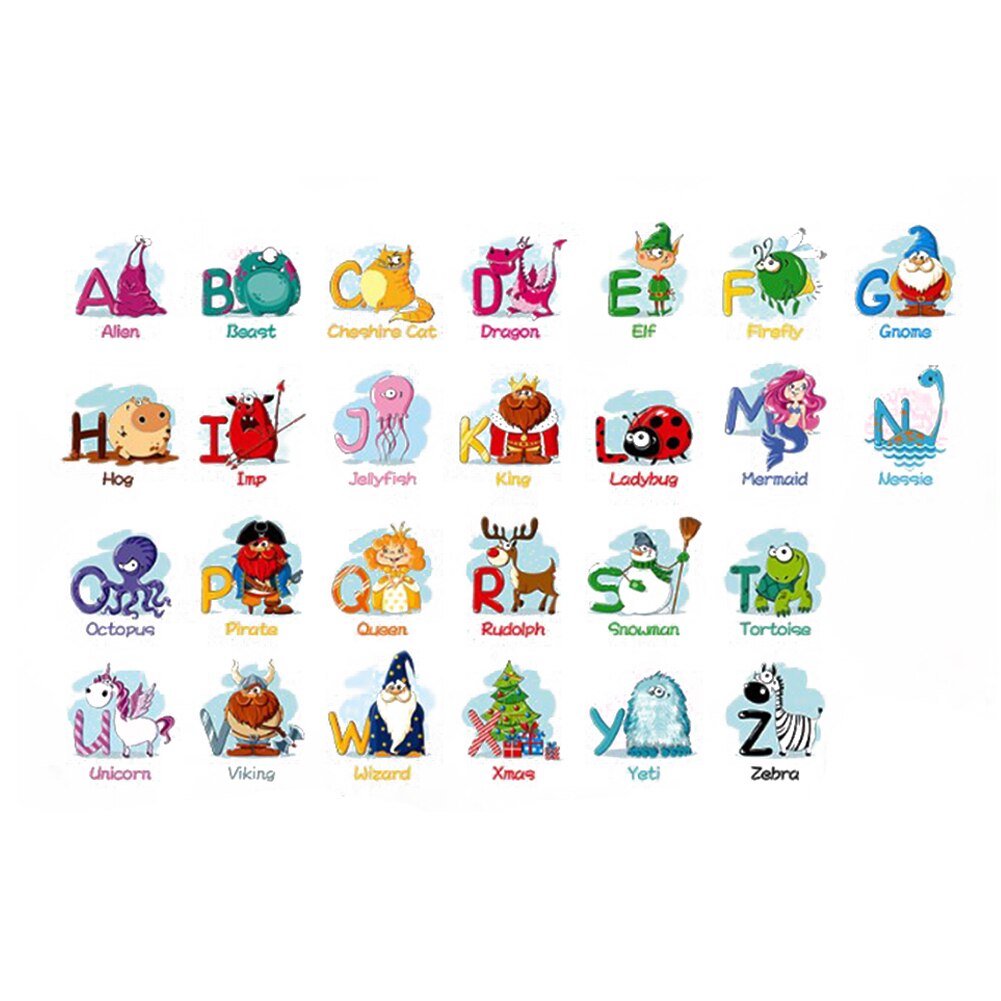 Cartoon Alphabet Sticker Adhesive Wall Sticker Pvc Waterproof Wallpaper Mural DIY Wall Decals Home Poster Kids Room Decor: C
