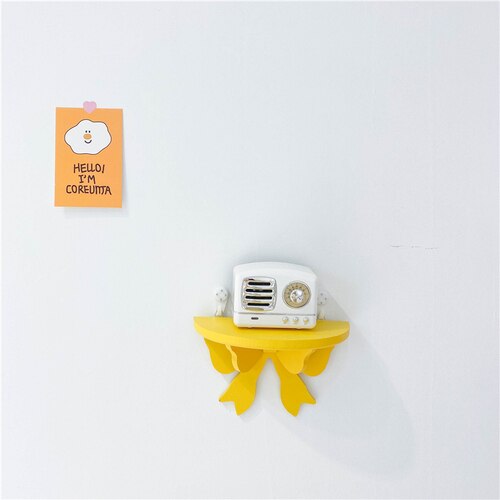 1pc træbuer hylder opbevaringsstativ til husholdning baby børn værelse dekoration arrangør holder væg sløjfer hylder 20*12*8.5cm: Gul