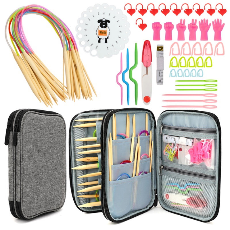 Aluminum Circular Knitting Needles Set Interchangeable Crochet Needles Beginners Knitting Accessories Kit Hand Weaving supplies: Default Title