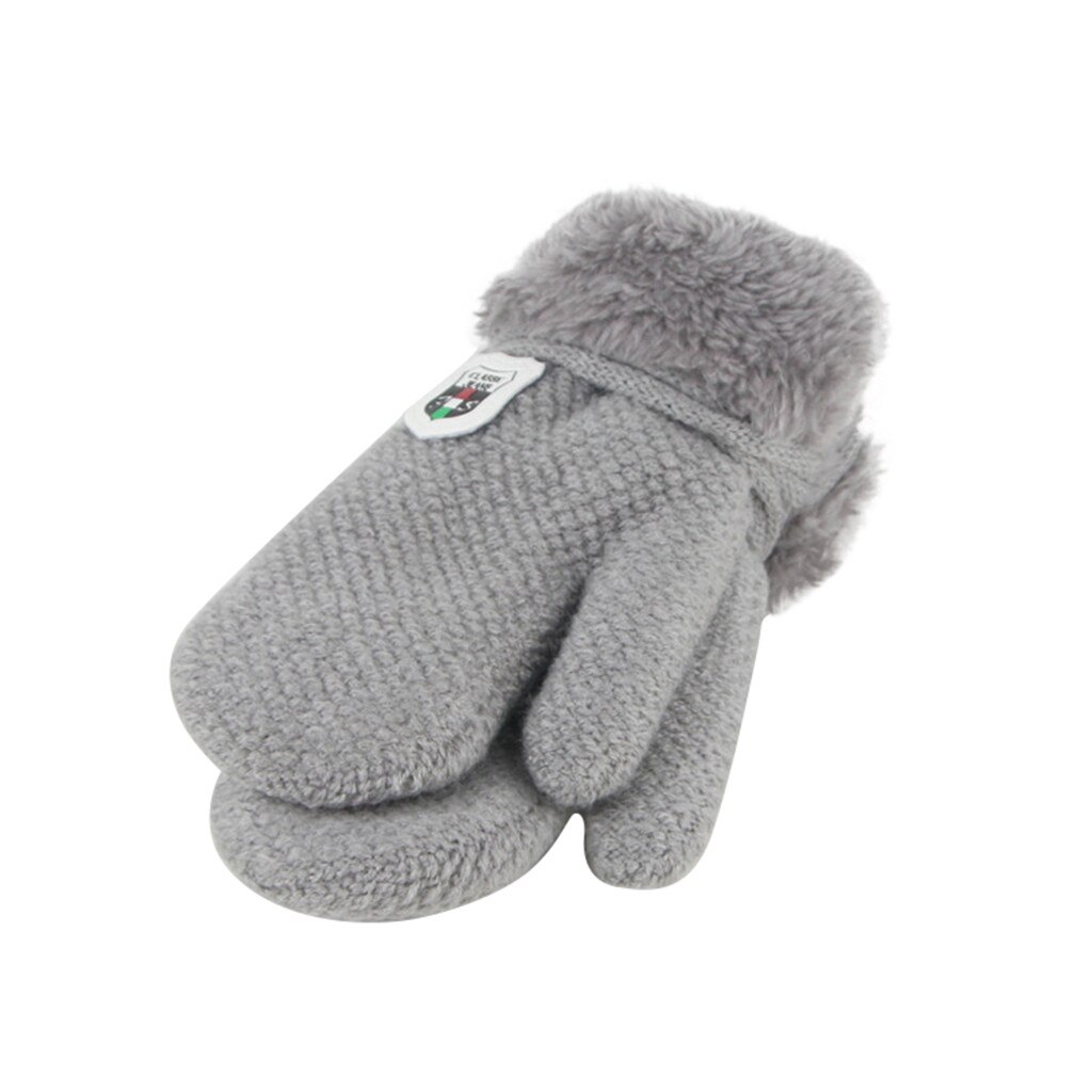 Children Winter Gloves Warm Knitted Mittens Girls Boys Rope Full Finger Thickening Gloves Mittens for Toddler Furring Gloves: Gray 