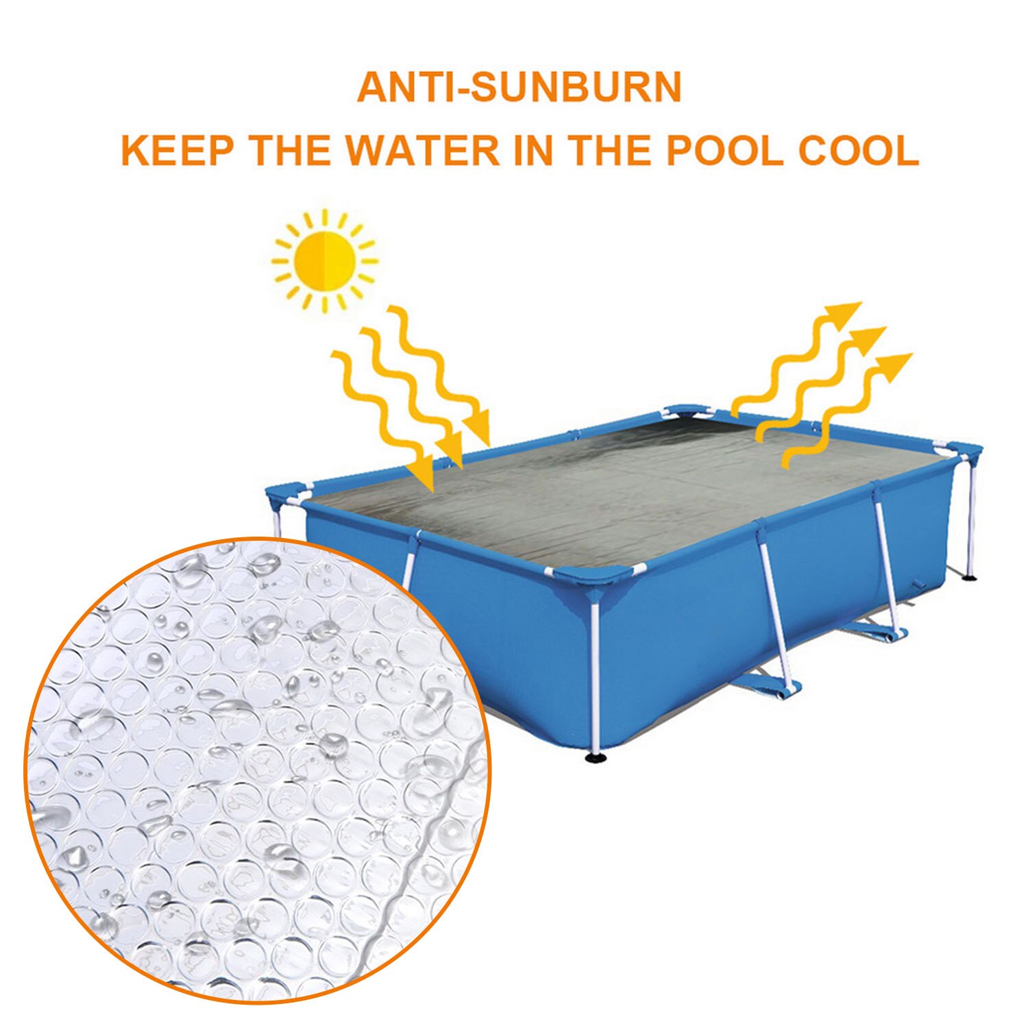 Uima-altaan aurinkosuoja sateenpitävä pölyeristyskalvo suojat puhallettavalle viileälle uima-altaalle maanpinnan yläpuolella estävät vettä