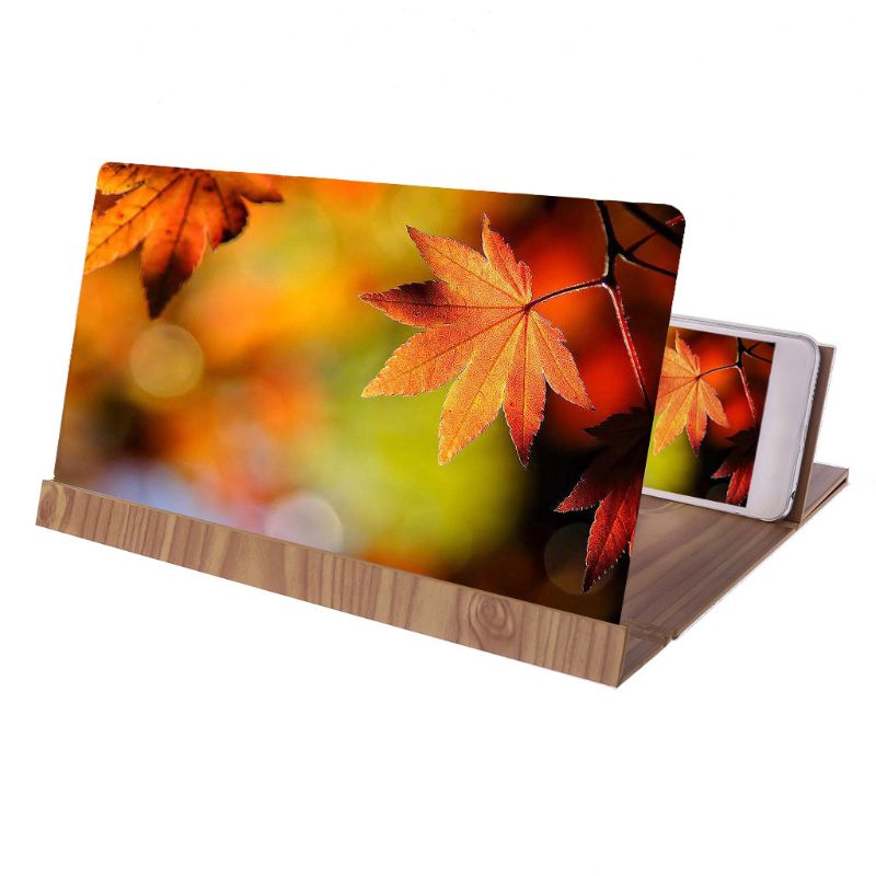 3D Amplifying 12 Inch Desktop Hout Beugel Mobiele Telefoon Video Screen Vergrootglas Versterker Houder: YELLOW