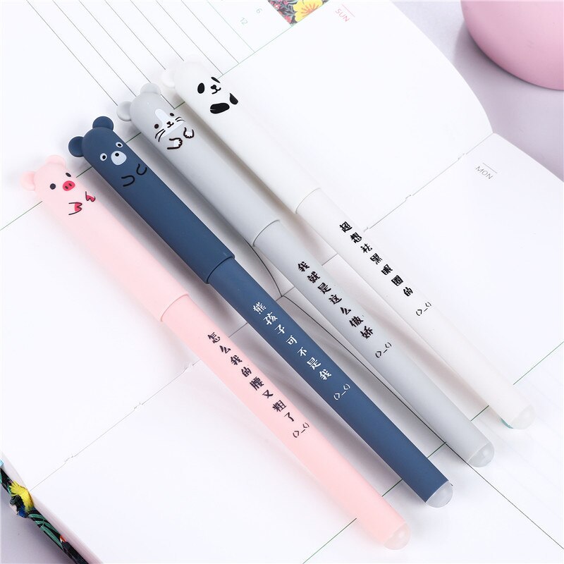 1Set Plastic School Supplies Kids Stationery Erasable Gel Pen Children's Cute Neutral Pens Black Ink/Blue Ink Learning Tool